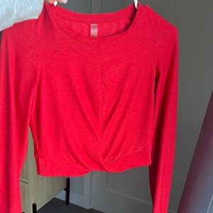 Beyond Yoga Red Long Sleeve Crop Top